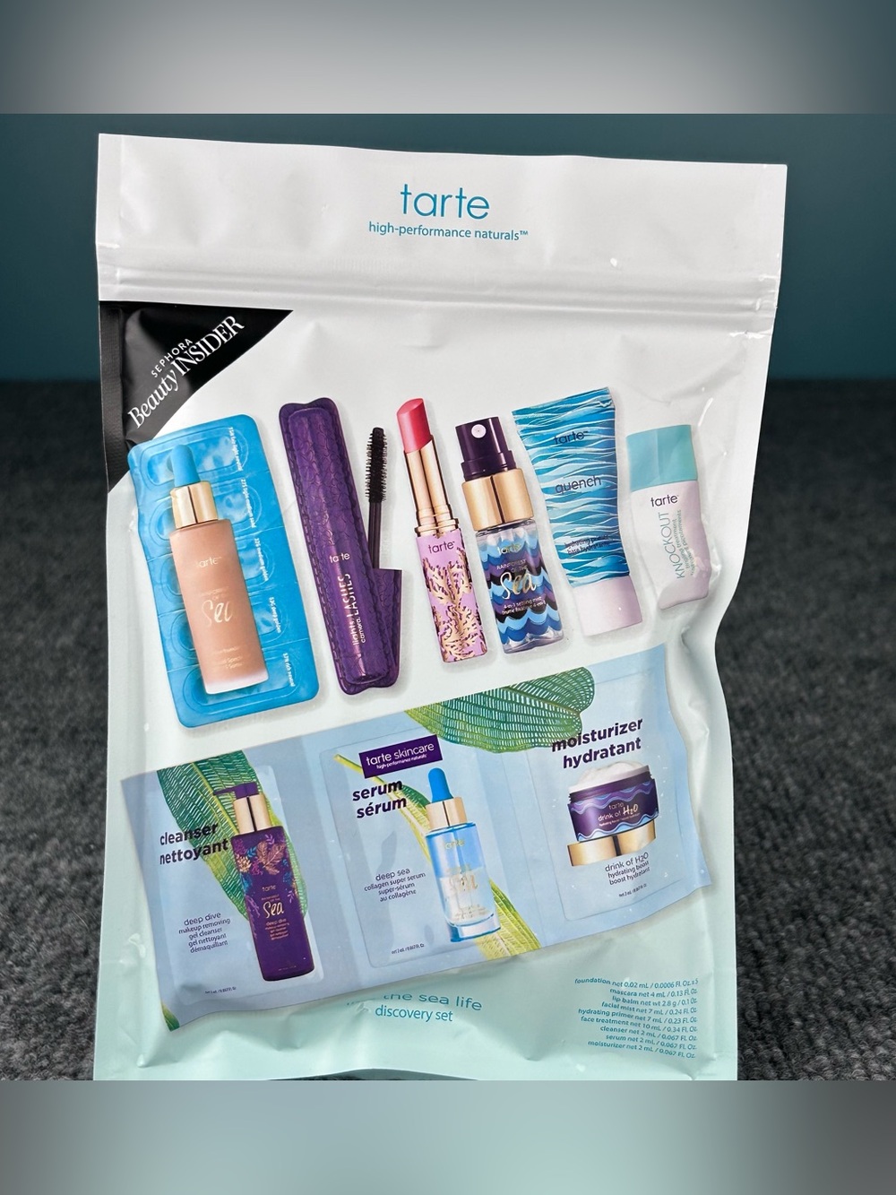 TARTE ~ Live The Sea Life 9 Pc Mini Travel Set ~ SEALED Lip Balm Serum Mascara +